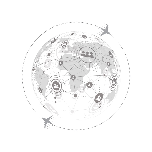 Global network connection with business plane concept