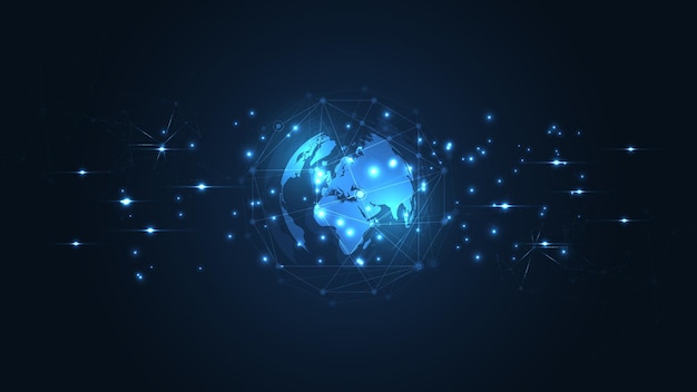 グローバルネットワーク接続世界地図抽象的な技術の背景グローバルビジネスイノベーションの概念