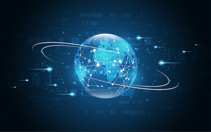 Vector global network connection world map abstract technology background 