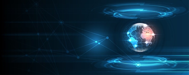 global network connection world map abstract technology background