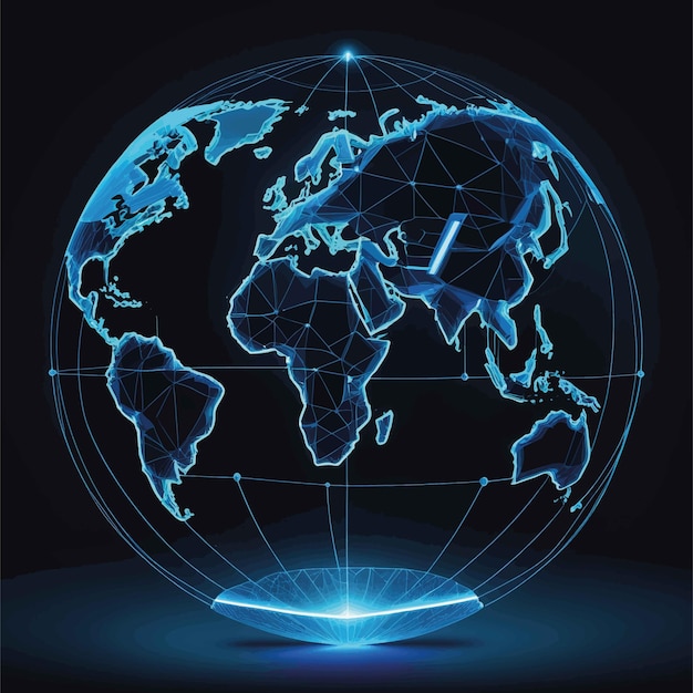 Mappa del mondo della connessione alla rete globale sullo sfondo blu mappa mondiale della connessione alle reti globali sullo sfondo azzurro