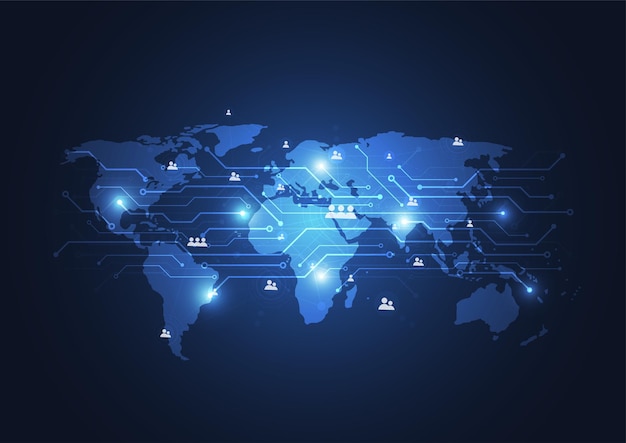 Подключение к глобальной сети мировая карта точка и линейная композиция концепции глобального бизнеса векторная иллюстрация