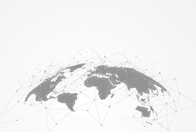 グローバルネットワーク接続世界地図ポイントとグローバルビジネスの線構成の概念ベクトル図