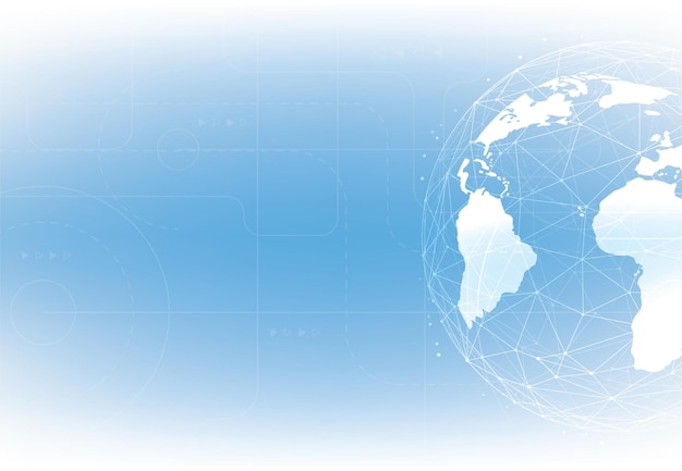 ベクトル グローバルネットワーク接続 世界地図のポイントと線の構成