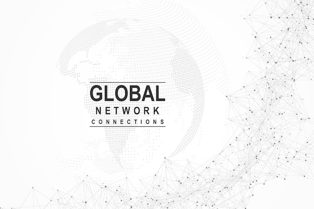 Global network connection. world map point and line composition concept of global business. internet technology. social network. vector illustration