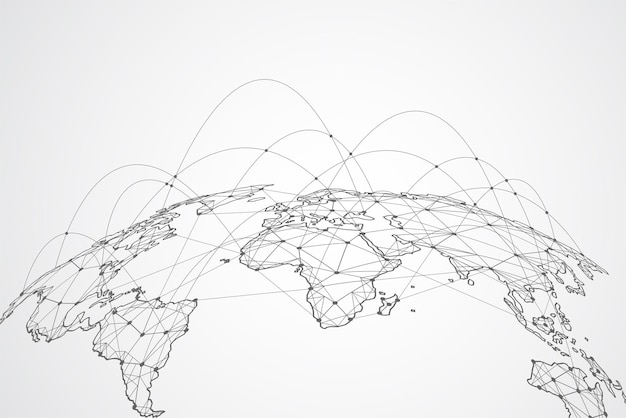 Global network connection. World map point and line composition concept of global business. Vector Illustration