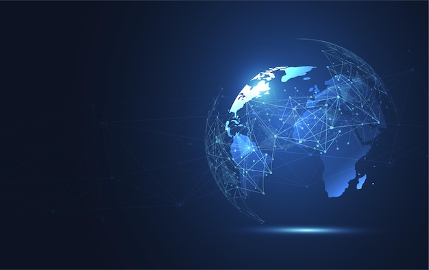 Global network connection. World map point and line composition concept of global business. Vector Illustration