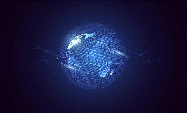 Connessione di rete globale. punto della mappa del mondo e concetto di composizione della linea del business globale. illustrazione vettoriale