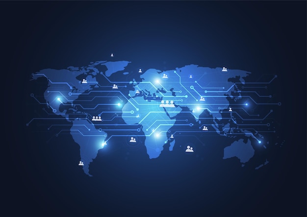 Global network connection world map point and line composition concept of global business vector illustration