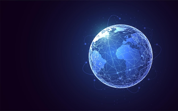 Global network connection world map point and line composition concept of global business vector illustration