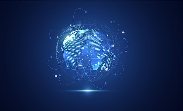 Global network connection World map point and line composition concept of global business Vector Illustration