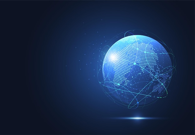 Vector global network connection world map point and line composition concept of global business vector illustration