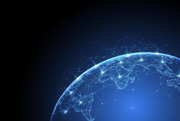 Global network connection World map point and line composition concept of global business Vector Illustration