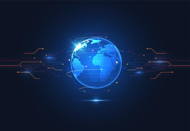 Global network connection World map point and line composition concept of global business Vector Illustration