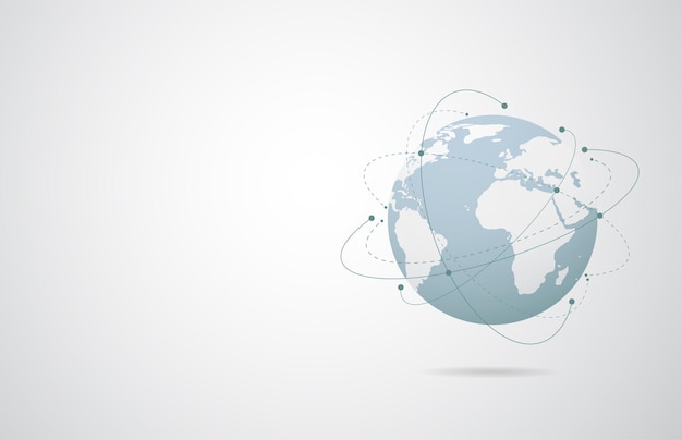 Global network connection world map point and line composition concept of global business vector illustration