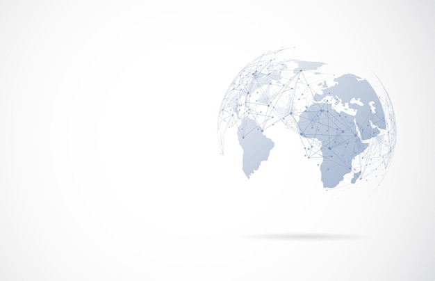 Global network connection world map point and line composition concept of global business vector illustration