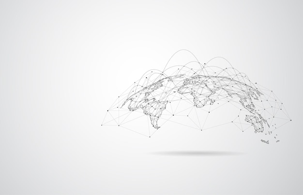 Global network connection World map point and line composition concept of global business Vector Illustration