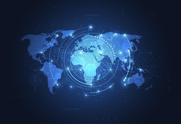 Connessione di rete globale concetto di composizione del punto e della linea della mappa mondiale dell'illustrazione vettoriale del business globale