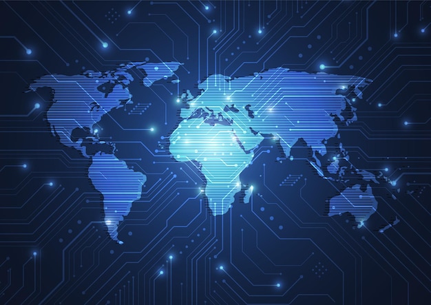 グローバルネットワーク接続世界地図ポイントとグローバルビジネスの線構成の概念ベクトル図