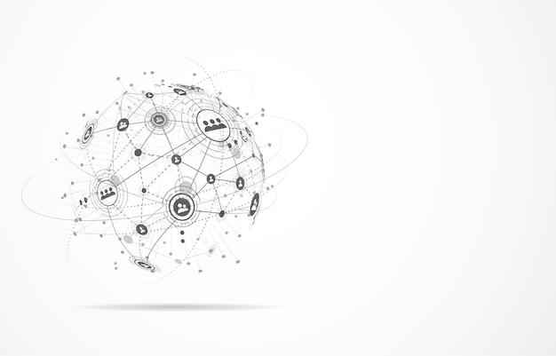 Global network connection World map point and line composition concept of global business Vector Illustration