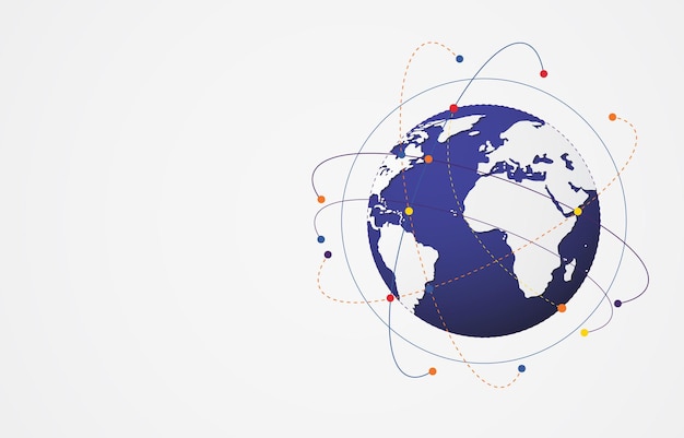 Global network connection World map point and line composition concept of global business Vector Illustration