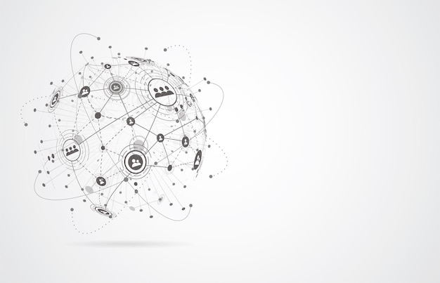 Global network connection World map point and line composition concept of global business Vector Illustration