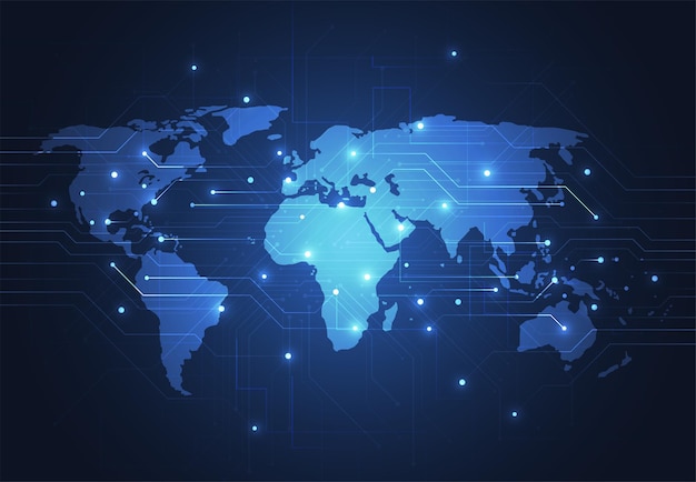 グローバルネットワーク接続 世界地図点と線の構成概念 グローバルビジネス
