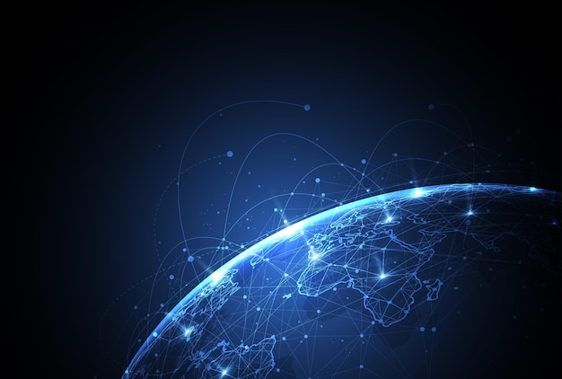 Global network connection World map point and line composition concept of global