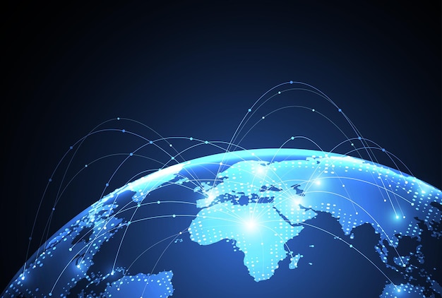 global network connection world map point and line composition concept of global