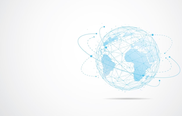 Vector global network connection world map point and line composition concept