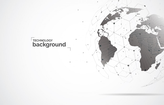 global network connection. world map point and line composition