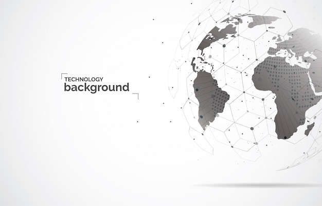 Global network connection. world map point and line composition