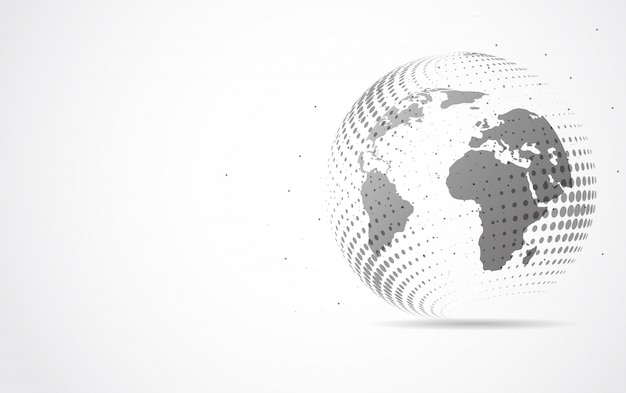 グローバルネットワーク接続。世界地図のポイントとラインの構成
