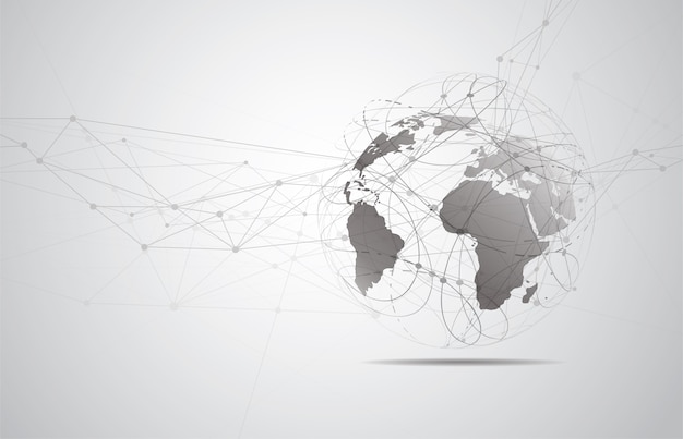 Global network connection. world map point and line composition