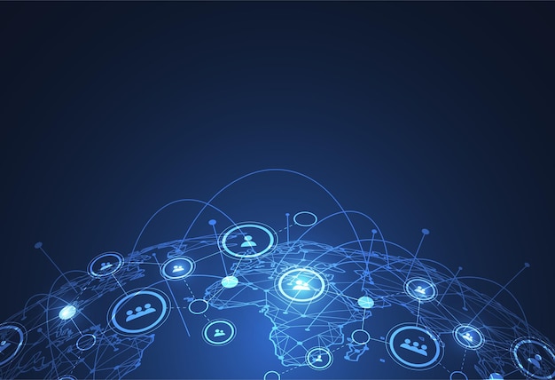 Global network connection. world map point and line composition