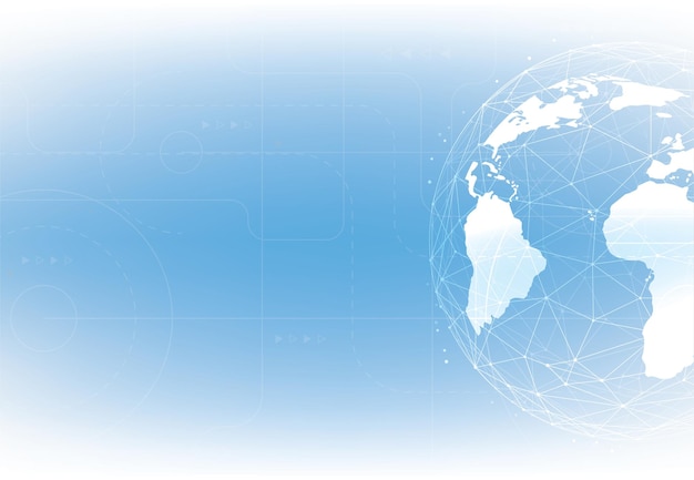 Vector global network connection world map point and line composition