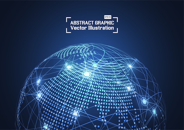 Global network connection. World map point and line