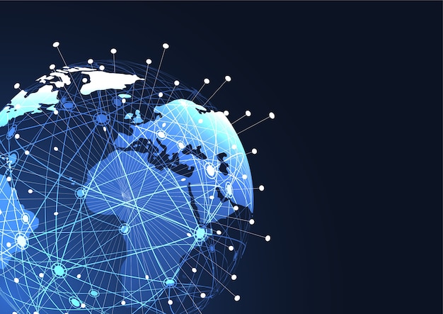 Global network connection. world map point and line