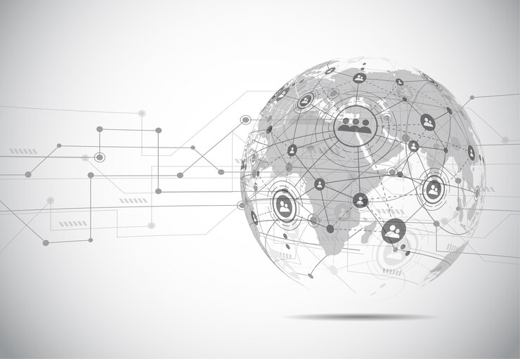 Vector global network connection. world map point and line