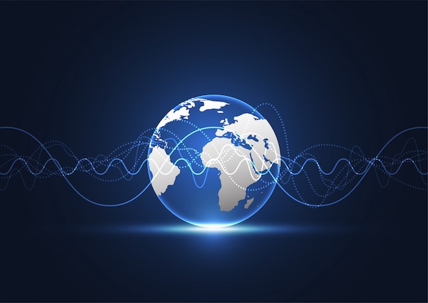 Global network connection. World map point