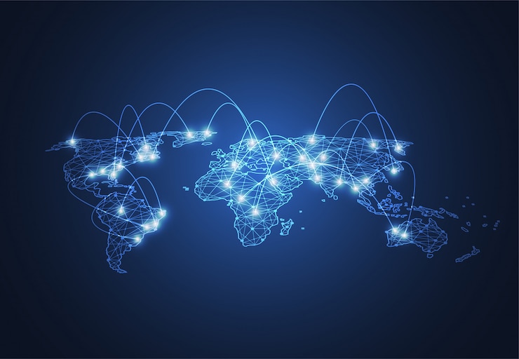 Vector global network connection. world map point