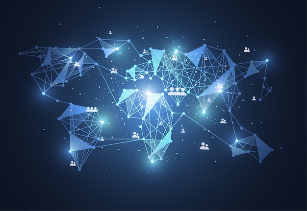 Global network connection. World map point