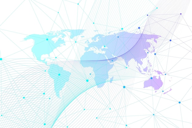 世界地図のインターネット接続背景のグローバルネットワーク接続