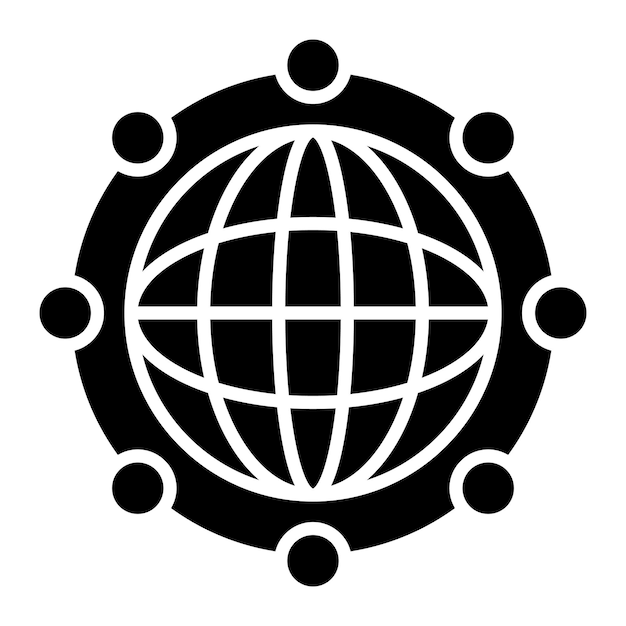 Global Network Glyph Solid Black Illustration