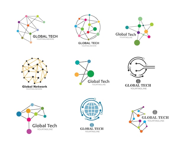 Disegno dell'illustrazione vettoriale dell'icona del logo della rete globale