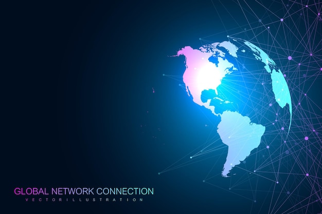 Global network with world map illustration