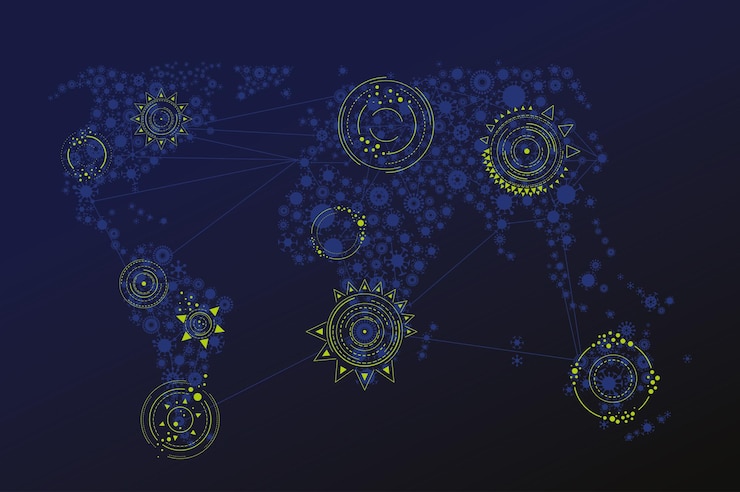Vector global pandemia illustration with infection signs