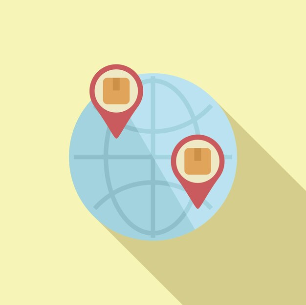 Global parcel location icon flat vector Transport dispatch