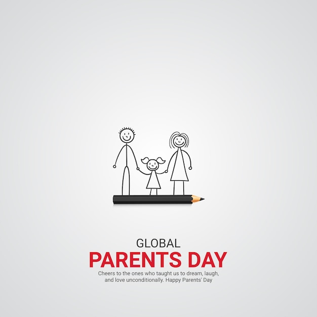 Global Parents' Day: Creatieve advertenties, ontwerp, 1 juni, social media, poster, vector, 3D-illustratie