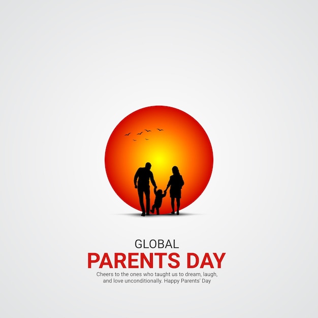 Global Parents' Day: Creatieve advertenties, ontwerp, 1 juni, social media, poster, vector, 3D-illustratie